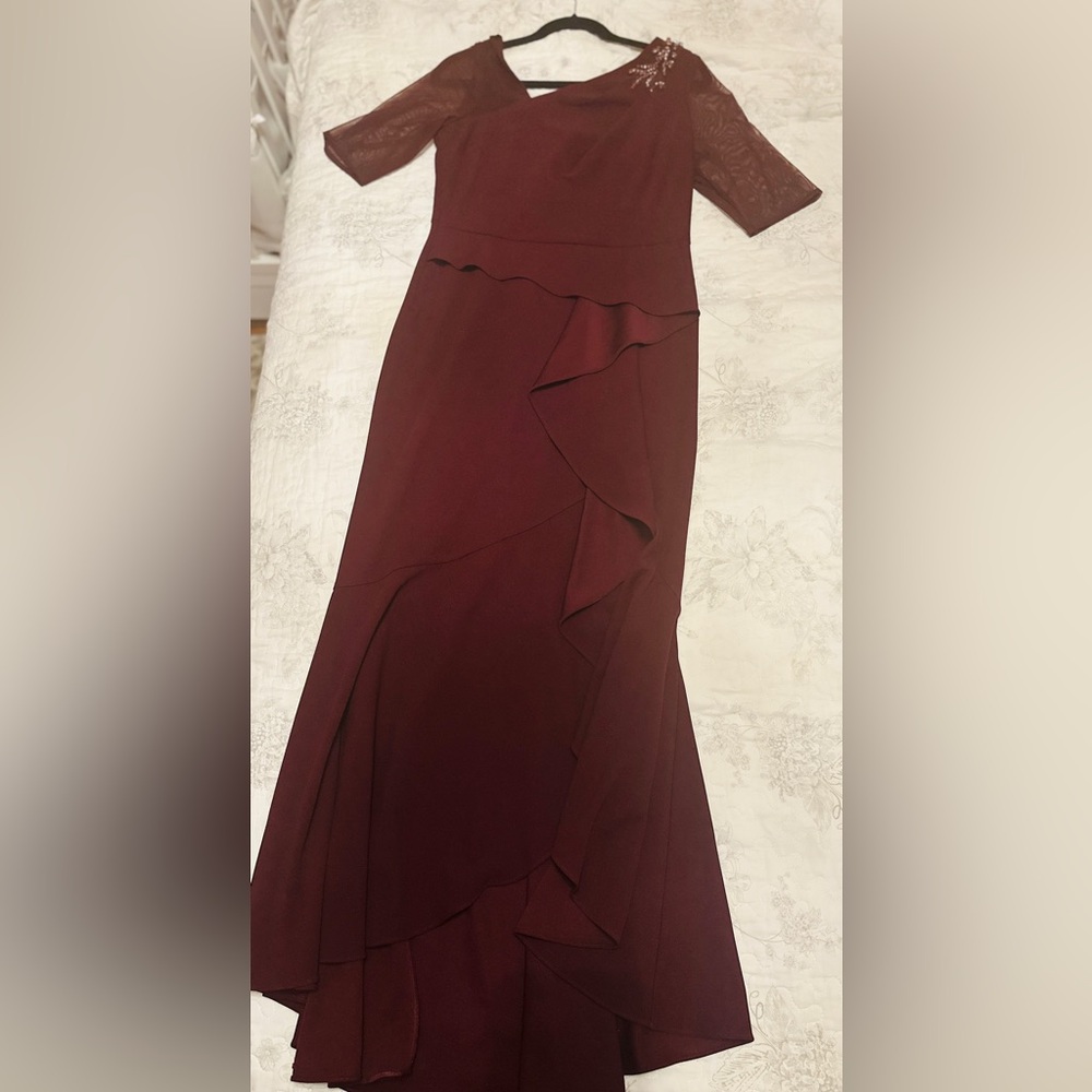 Adrianna Papell Burgundy Asymmetrical Dress